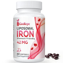 Liposomal Iron Supplement 42 mg (as Ferrous Sulfate) with Folic Acid and Vitamin B12, Increase Iron Levels for Adults, Superior Absorbed and Stomach
