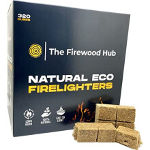 320 Eco-Friendly Natural Wood Firelighters - Sustainable Wood Fibre Fire-starters Perfect for Wood Burners, Fire Pits, Pizza Ovens, and BBQs.
