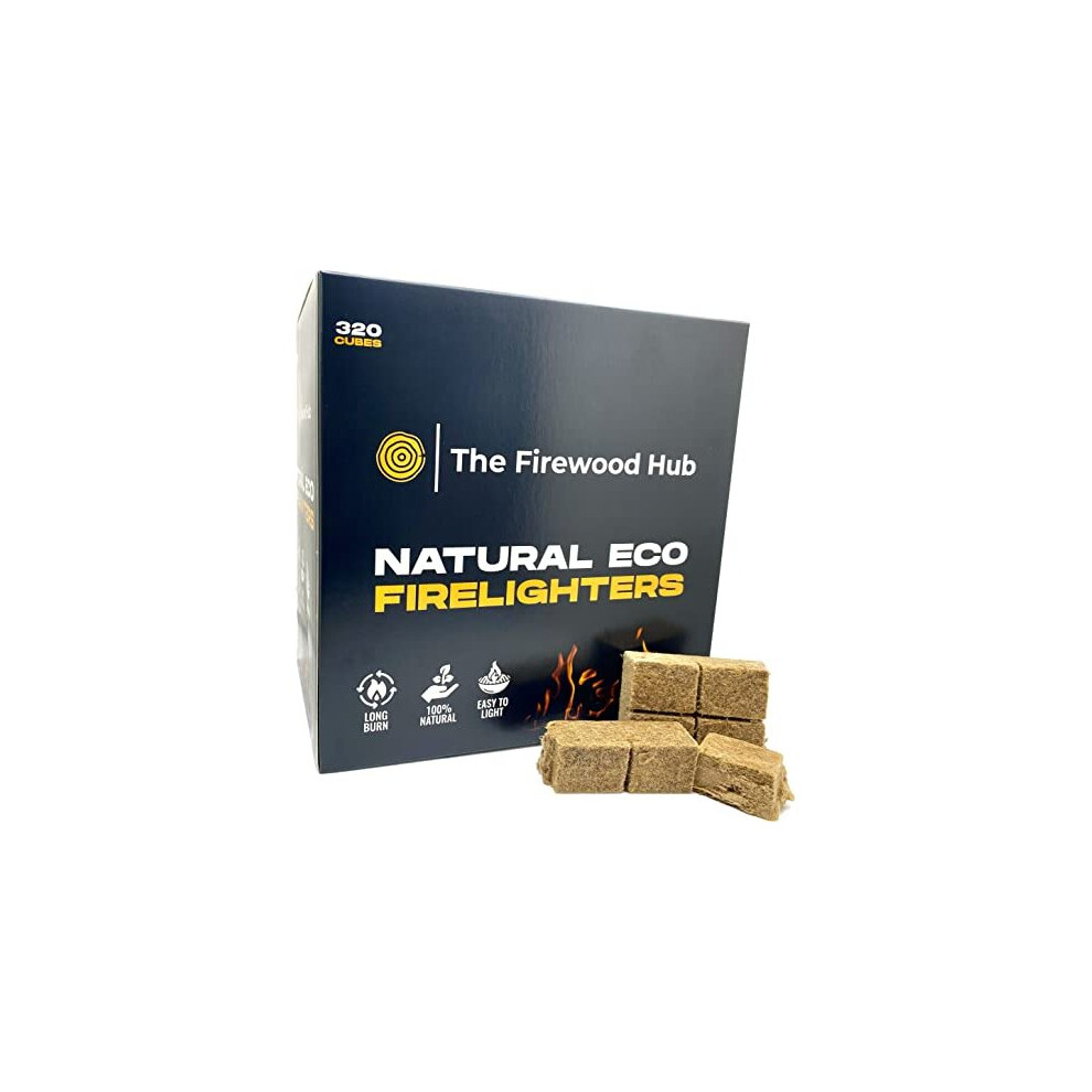 320 Eco-Friendly Natural Wood Firelighters - Sustainable Wood Fibre Fire-starters Perfect for Wood Burners, Fire Pits, Pizza Ovens, and BBQs.