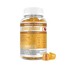 Energy Boost - Pre Workout, Caffeine, Ginseng, VIT C, L-Carnitine, Beta-Alanine, Chewable Gummies for Men & Women - 60 Gummies - 700mg Active per