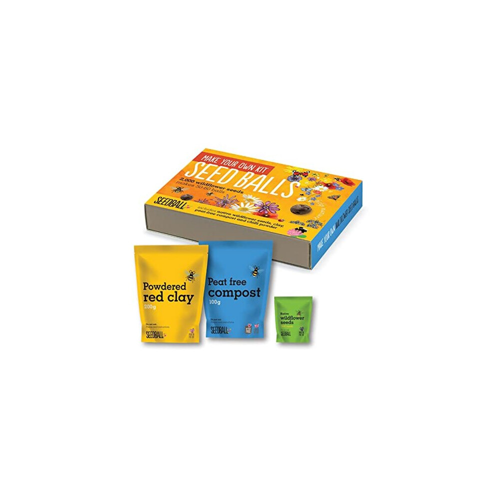 Seedball Seed Bomb Making Kit With Enough Bee Friendly Wildflower Seed Mix For 40-60 Balls | Make Your Own Kit | Easy And Eco Friendly Grow Your Own Kits For