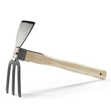 Garden Hoe,Garden Tools Digging Hoe and Rake, Hand Hoe With Wooden Handle for Loosening Soil and Weeding(2in1- Hoe and Rake)