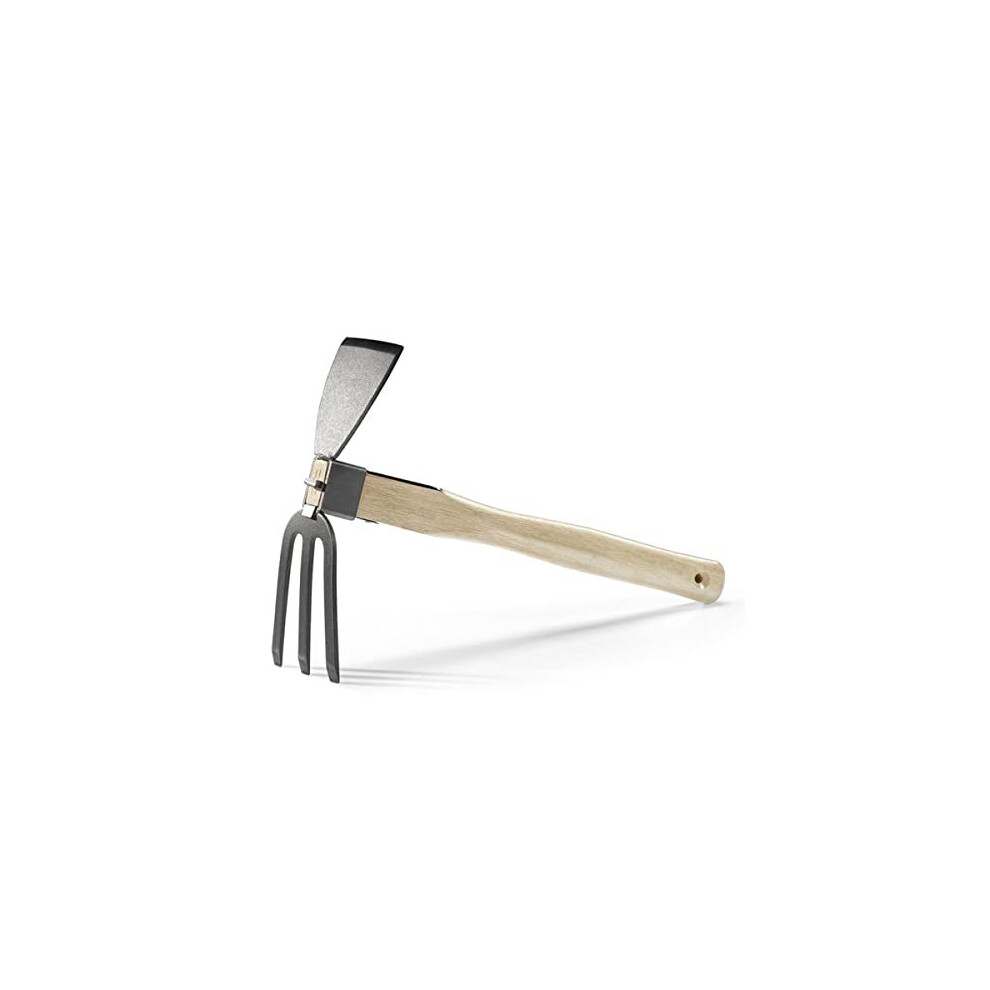 Lanyota Garden Hoe,Garden Tools Digging Hoe And Rake, Hand Hoe With Wooden Handle For Loosening Soil And Weeding(2In1- Hoe And Rake)
