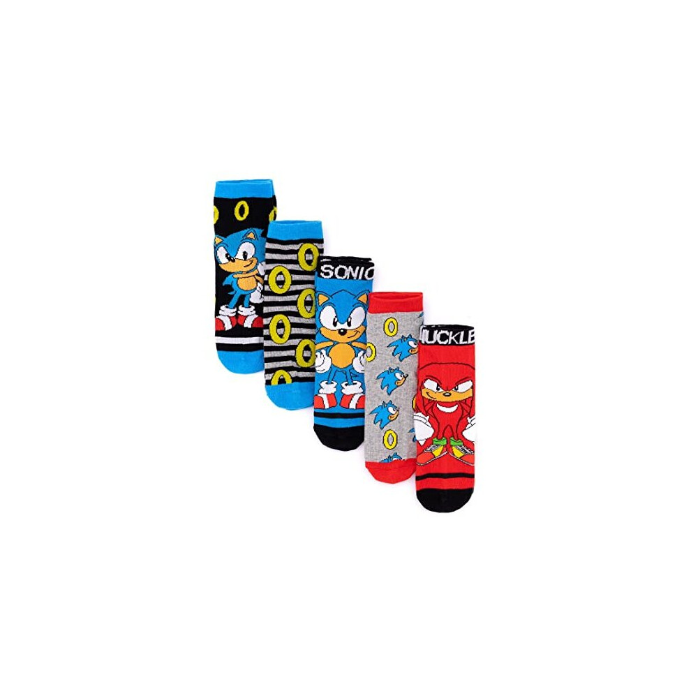 Socks 5 Pack Kids | Boys Girls Knuckles Characters Power Rings Multicolour Footwear | Game Accessories Merchandise