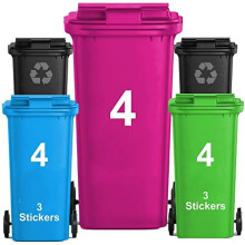 Wheelie Bin Stickers – Pack of 3 Stickers Large and Weather-Resistant, Durable, Bold and Highly Visible, Ideal for Home and Commercial Use (White -