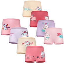 Girls Knickers Cotton Boxer Briefs Underpants Underwear Pack of 8, Unicorns and Bears, 3-5 Years