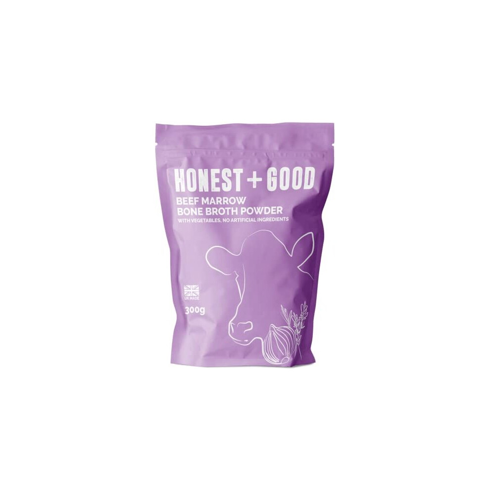 Honest + Good Uk's Beef Marrow Bone Broth Powder | 1 Month Supply | Grass Fed | Hair Skin Gut | 6500Mg Type I & Iii Collagen High Protein | Uk Made | Small-Batches