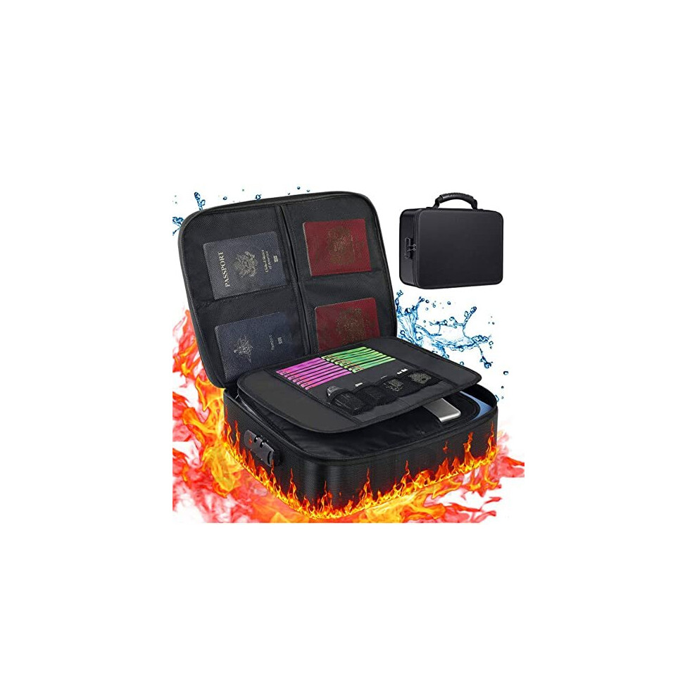 File Storage Box Fireproof Document Bag Organizer with Safe Code Lock Large Capacity Multi-Layer File Storage, Money, Documents, Jewelry, Zipper