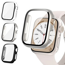 3-Pack Hard PC Case with Tempered Glass Screen Protector Compatible for Apple Watch 40mm Series 6/5/4/SE(2022/2020),Overall Shockproof Cover for