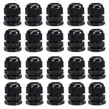 20 Pack M20 20mm IP68 Waterproof Nylon Cable Glands, Suitable for 6mm - 12mm Cables (Black)