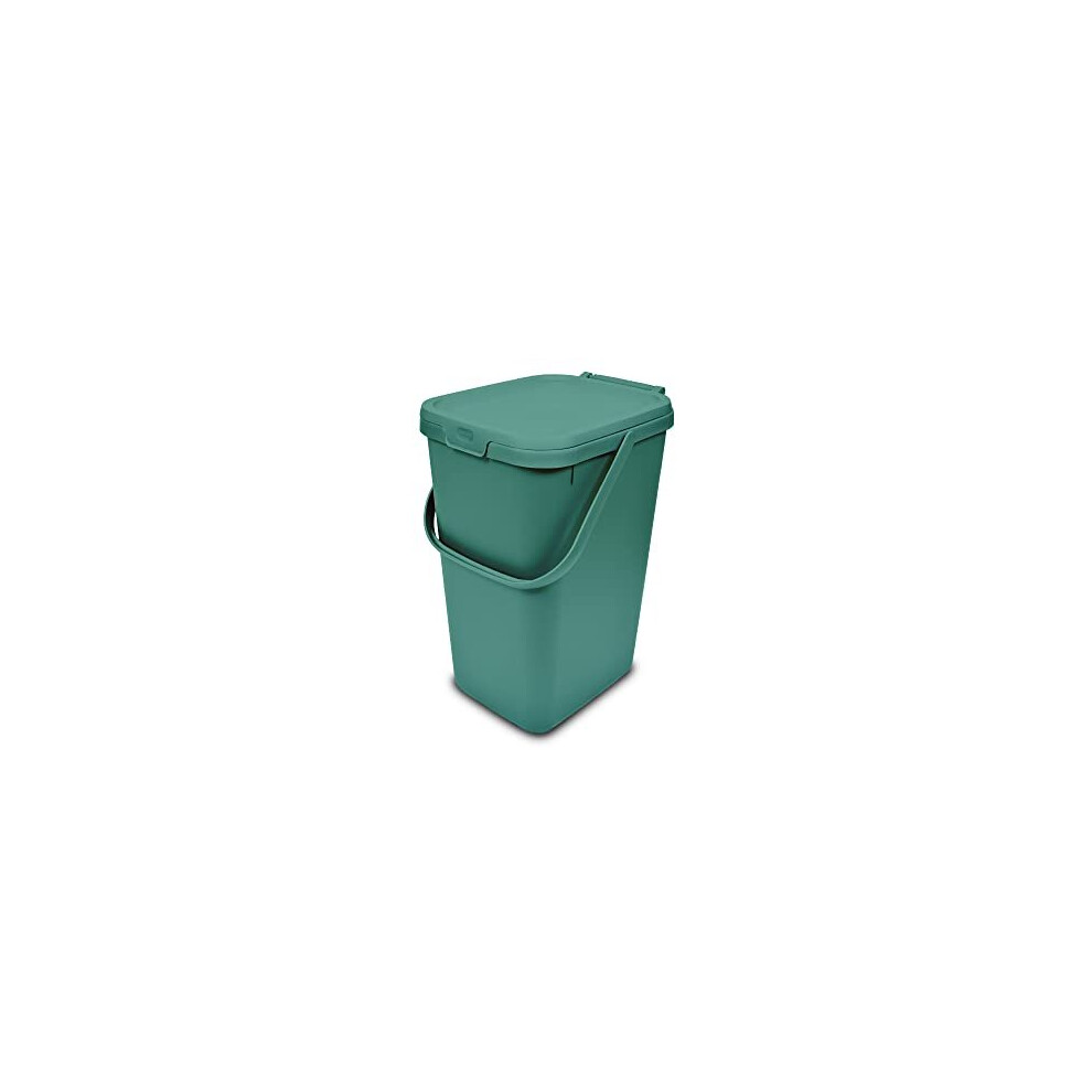 519353 Kitchen Recycling & General Storage bin 18 litres Stackable Food Waste Organiser Caddy with Clip lock lid & carrying Handle, Sage Green