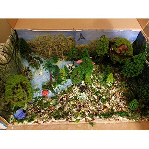 Mixed Model Trees, (4-16 cm), Toy Plastic Trees, Small World Trees, Ho Scale Bushes with Animals Figures, Plastic Trees for Projects, Model Train 2