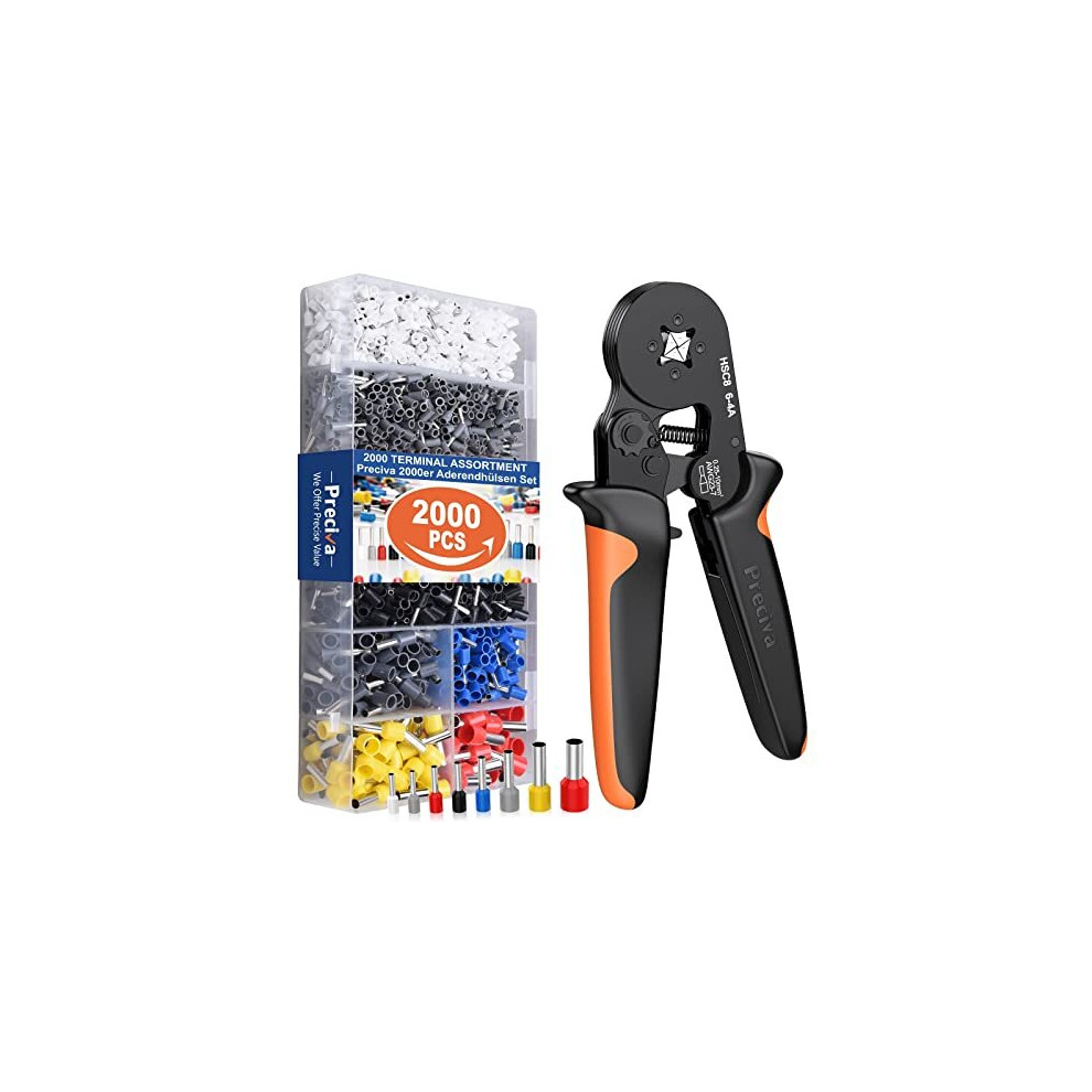 Ferrule Crimping Tool Kit, Preciva 0.25-10Mmâ²/Awg23-7 Adjustable Ratchet Bootlace Ferrule Wire Crimping Tool, Bootlace Crimping Plier With 2000 5014542643613