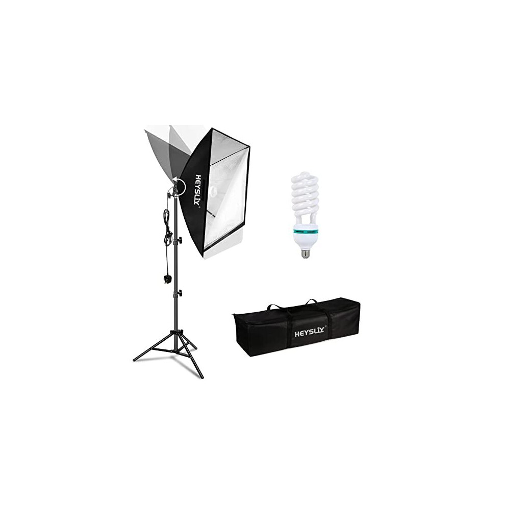 Softbox Photography Lighting Kit 50x70cm, Studio Light with 150W 5500K Daylight Bulb & E27 Socket, Softbox Lighting Kit for Fashion Portrait, Product