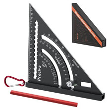 7 inch Set Square Hangable Type, Preciva Speed Square Metric, Aluminum Alloy Roofing Square, Builders Square with Hook, Plumb Function,