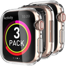 [3 Pack] Case for Apple Watch 45mm, High Clear TPU Screen Protector Case All Around Shockproof Cover Compatible with iWatch Series 8 7 (45mm, Clear)