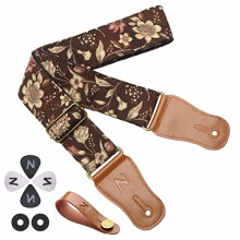 Guitar Strap,Japan Hot-Bronzing Cotton Acoustic Guitars Straps with Genuine Leather Ends for Electric Guitar,Bass & Ukulele. Include Straps