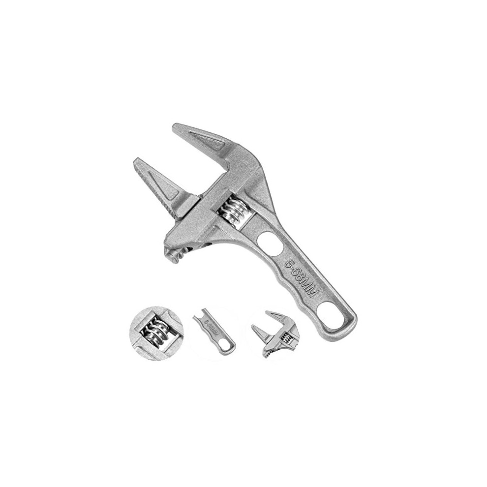 1 Pack Adjustable Spanner Wrench, 6-68Mm Opening Wide Jaw Spanners, Alloy Wrench Spanners Ultra-Thin Shifting Spanner Tap Plumbing Basin Wrench Hand 5014542645730