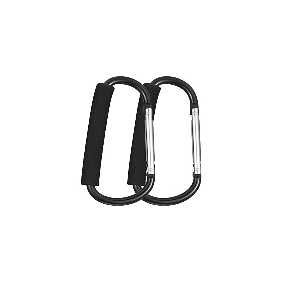 2 Pack Buggy Clips Pram Hooks Stroller Carabiner,6.3” Pushchair Hook Clip,Universal Large Baby Carriage Hook Buggy Hook Stroller Accessories Black Fuyamp