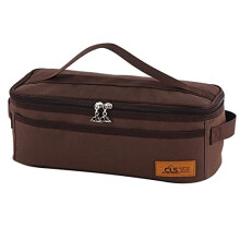 Camping Utensils Storage Bag Cooking Utensils Bag Camping Gadgets Pouch Portable Cookware Bag Toiletry Bag Wash Bag for Travel Picnic Barbecue (Brown)