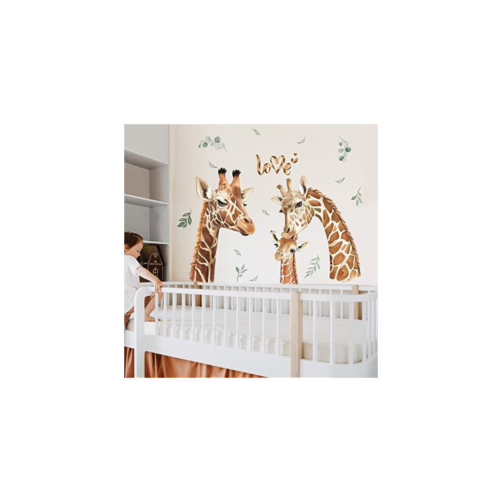 Decalmile Jungle Animals Giraffe Wall Decals Safari Animal Giraffe And Leaves Wall Stickers Baby Nursery Kids Room Living Room Wall Decor