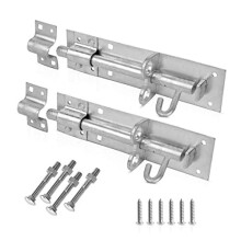 Pack of 2 - Gate Bolt Lock Shed Door Lock 6'' Heavy Duty Brenton Bolt as Garden Gate Lock Powder Coated Zinc Plate Galvanised for Extra Security
