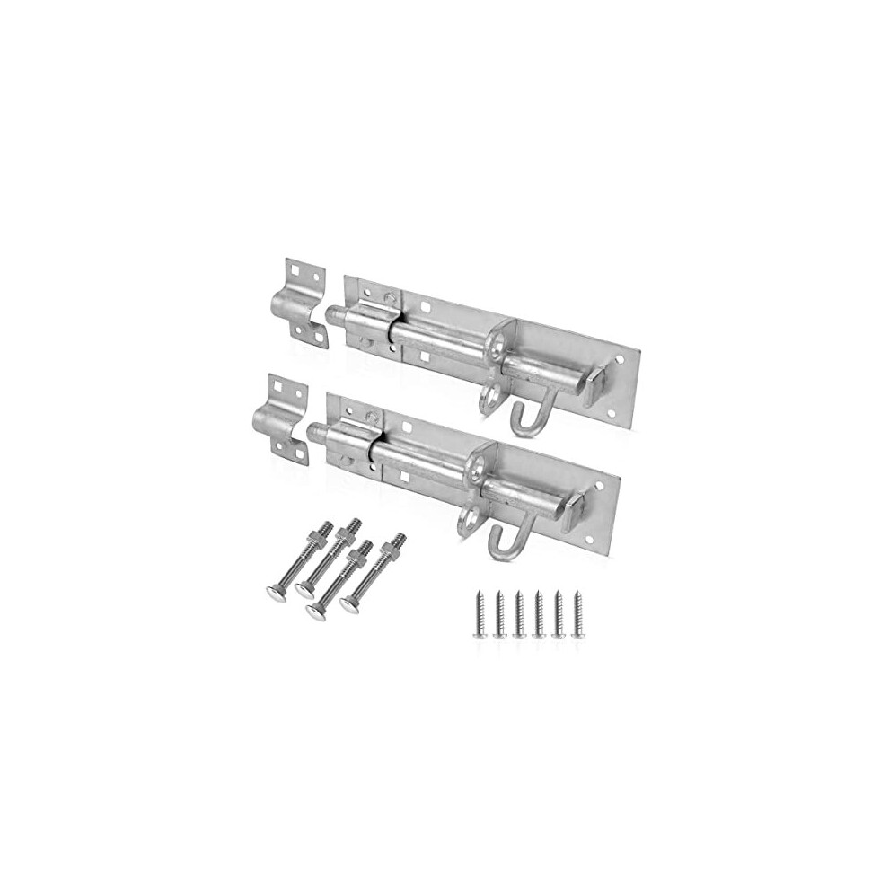 Pack Of 2 - Gate Bolt Lock Shed Door Lock 6'' Heavy Duty Brenton Bolt As Garden Gate Lock Powder Coated Zinc Plate Galvanised For Extra Security 5014542656644
