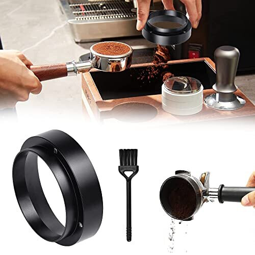 58mm Espresso Dosing Funnel Aluminum Coffee Dosing Ring Replacement with Magnetic Replacement Funnels Accessories Compatible with 58mm Portafilters