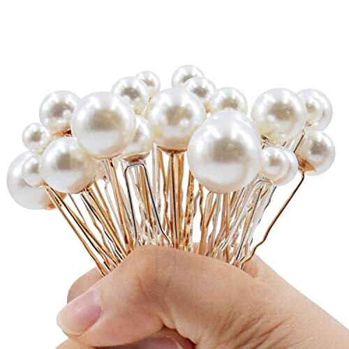 36Pcs Pearl Hair Pins, Bridal Pearl Hair Pins Pearl Bobby Clips U Shaped Pearl Hair Pins Set for Wedding, Bride, Bridesmaid, Girls, Women(Gold+Silver)