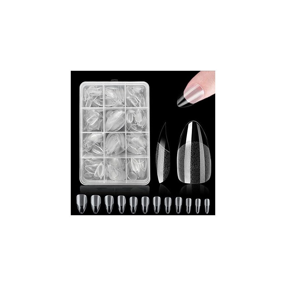 Zahrvia Nail Tips For Gel Extensions, 360Pcs Clear Nail Tips Kit For Soak Off Nail Extension, Pre-Buff Pmma Soft Gel Nail Tips, 12 Sizes( (Short Almond))