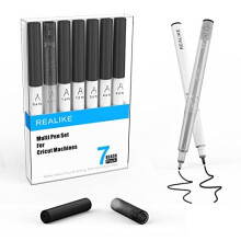 Black Pens for Cricut Maker 3/Maker/Explore 3/Air 2/Air Calligraphy Glitter Gel style 7 pensVariety tips size 0.4 Fine Point Tip 1.0/2.0/2.5 for
