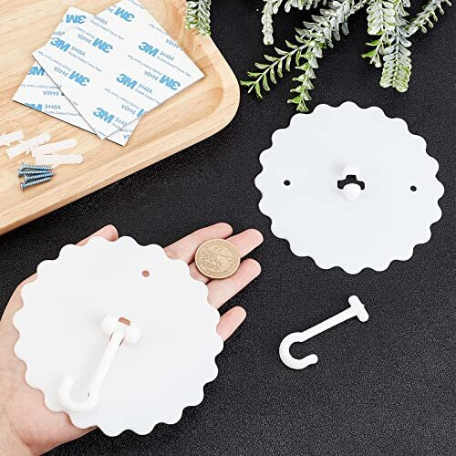 2 Set Ceiling Mosquito Net Hooks Bunk Bed Hanger Hook Super Glue Dome Mosquito Net Hooks with Base Screws Ceiling Hook for Hanging Light Canopy 2