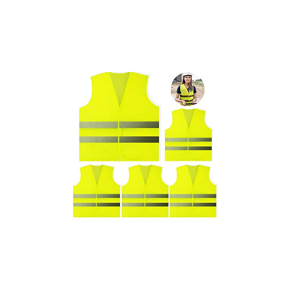 5 Pack Hi Vis Vests,Safety Vests,Standard Size Reflective High Visibility Vests,Unisex Hi Vis Jacket For Traffic Work, Running, Surveyor And Security 5014542658358