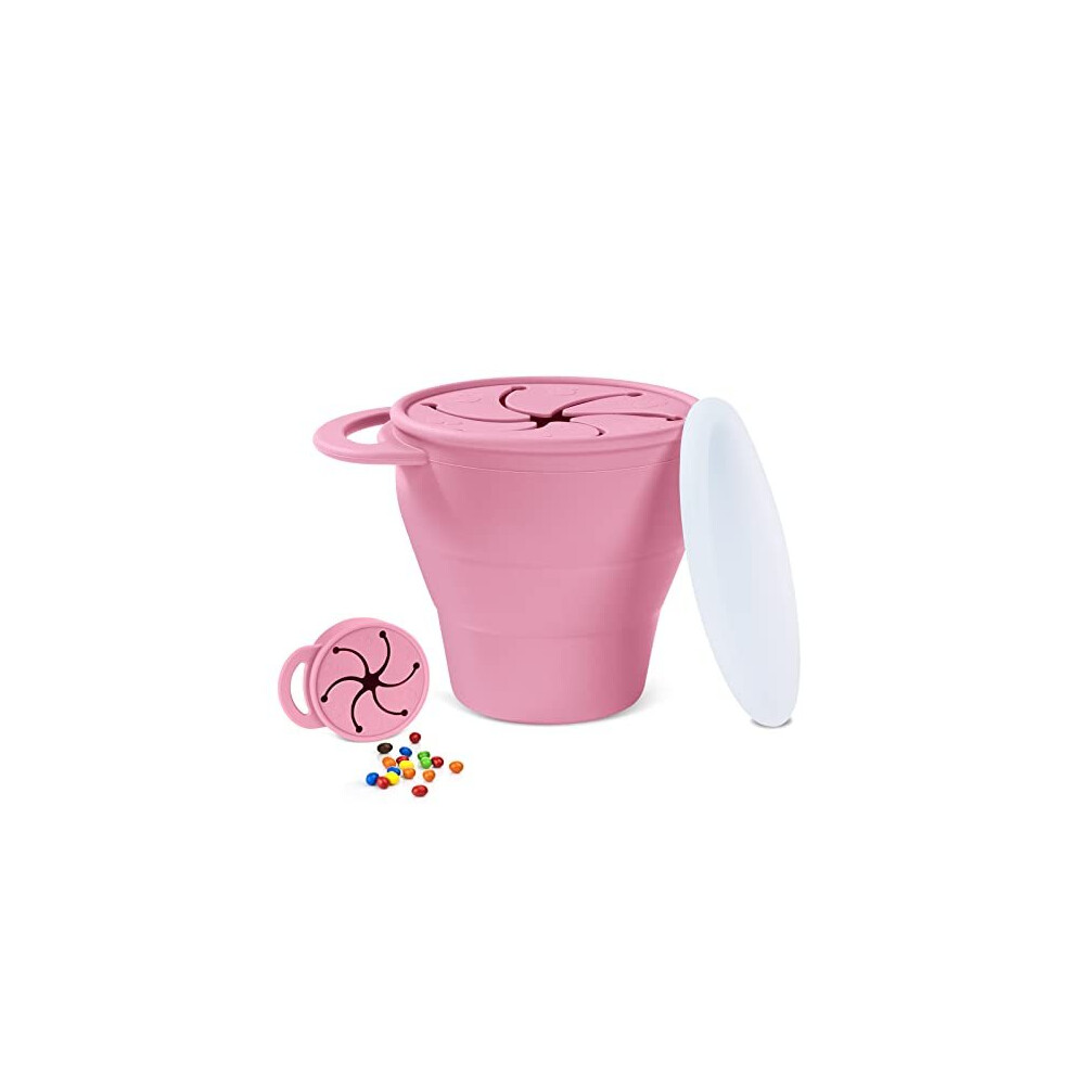 Collapsible Silicone Baby Snack Cup, Baby Snack Cup, Silicone Snack Cup Non Spill Snack Pot For Baby, Snack Catcher Food Cup With Lid, Snack Pot For Vicloon