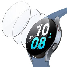 Screen Protector for Samsung Galaxy Watch 5/4 44mm, Tempered Glass 2.5D Round Edge, HD Clear, 3 Pack