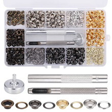 Eyelet Punch Kit, 400 Sets 5mm Grommets Eyelets Kit with Hole Punch Tool, Metal Grommet Tool Kit for Fabric Leather Shoes Bag Canvas Belt DIY Crafts