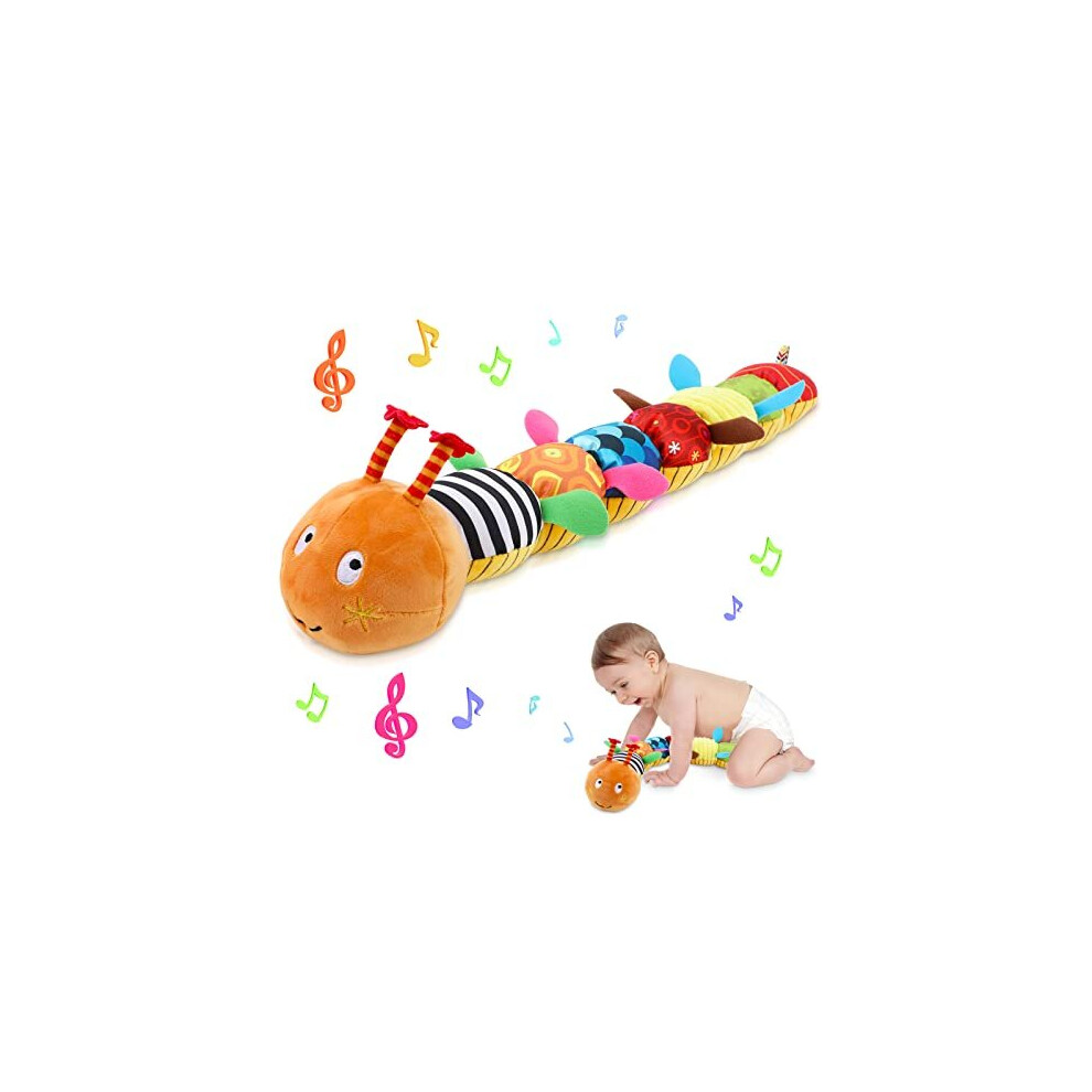 Bestcool Baby Musical Soft Plush Toy, Caterpillar Stuffed Animal Toys With Multi-Sensory Crinkle, Rattle & Textures For Babies 0-3-6-12 Months Newborn