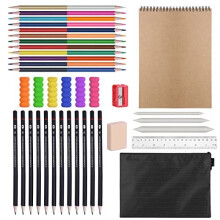 Drawing Sketching Pencils Set, 38pcs Art Kit with Black Zipper Bag, Sketch Book, Dual Ended Colouring Pencils, Eraser, Sharpener, Art Pencils