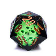 Large D20 Dice 55mm with Sharp Edges, D&D 20 Sided Dice, Handmade Dice DND Giant D20 for Dungeons and Dragons RPG, MTG Table Games(Green Skull)