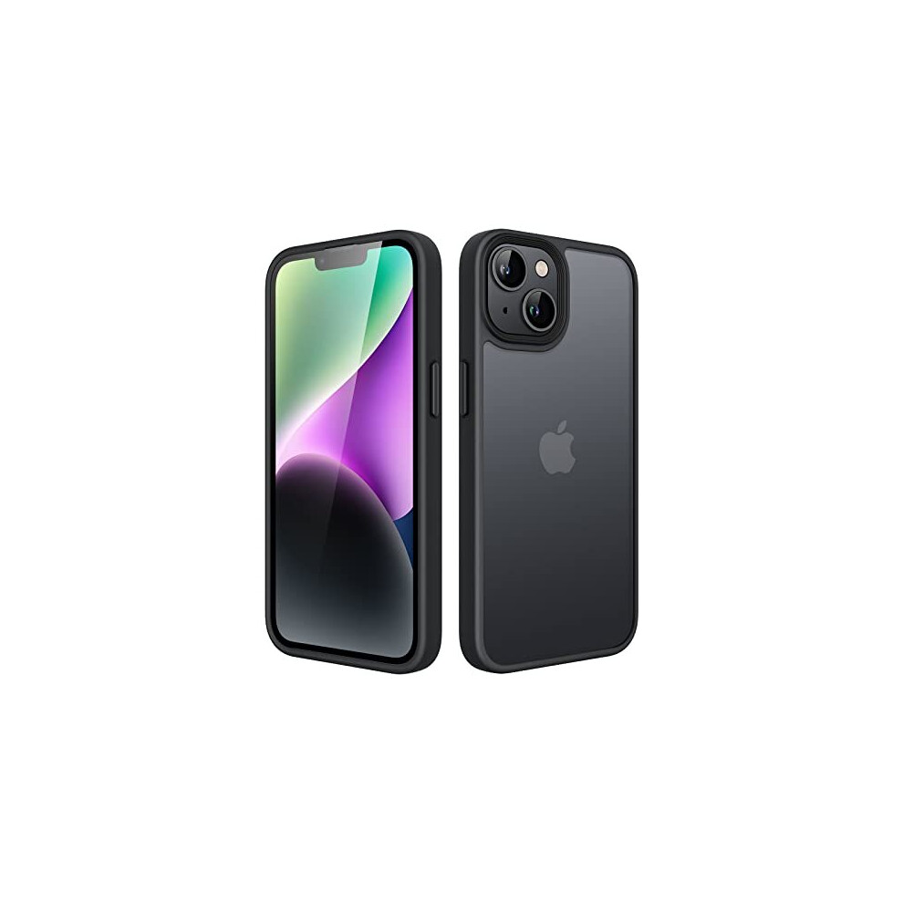 Matte Case For Iphone 14 6.1-Inch, Shockproof Military Grade Drop Protection, Frosted Translucent Back Phone Cover, Anti-Fingerprint (Black) Black 5014542661198