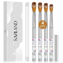Pure Kolinsky Acrylic Nail Brush Set - 4PCS Acrylic Nail Brush for Acrylic Powder & Acrylic Liquid Silver Glitter Acrylic Brush, Nail Brush for