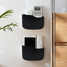 2 Pack Adhesive Remote Control Holder Universal Controller Holder Wall Mounted No Drilling with Slot Phones Charging Home Office Desk Nightstand
