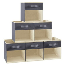 Cube Storage Boxes Set of 6, Fabric Storage Box with a Clear Window and Handles, Foldable Storage Cubes Clothes Organiser for Wardrobe, Closet,