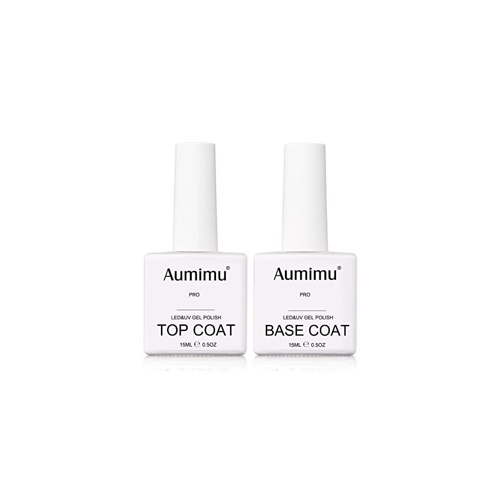 15ml Gel Nail Polish Top and Base Coat- No Wipe Gel Top Coat and Base Coat Gel Nail Polish Set 15ml, Soak Off Nail Lamp Gel Polish Nail Art Manicure