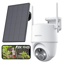 Topcony ZS-GX6S 2K Wireless Solar Security Camera Outdoor - 360 PTZ, Color Night Vision, Siren Spotlight, 2-Way Audio, PIR Detection