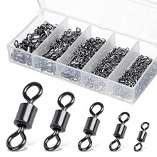 200 Pcs Rolling Fishing Swivels 5 Sizes Swivels for Carp Fishing Accessories Swivels 4# 6# 8# 10# 12# Barrel Fishing Connector Swivel for Sea Fishing,