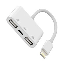 Lightning to USB Adapter for Iphone OTG Flash Drive Dongle Charger Cable Converter(3in1)Camera Card Reader Memory Stick Mouse Keyboard for Apple 14 13