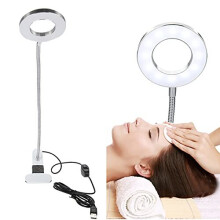 Clip on Lamp, USB Led Beauty Make Up Desk Light with Clamp, Adjustable Brightness, Lamp for Beauty Salon, Ring Light for Eyebrow Tattoo Eyelashes Nail