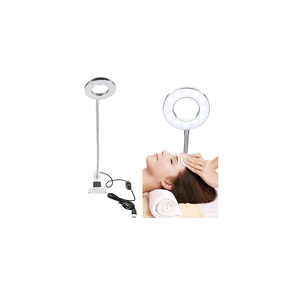 Yosoo Health Gear Clip On Lamp, Usb Led Beauty Make Up Desk With Clamp, Adjustable Brightness, Lamp For Beauty Salon, Ring For Eyebrow Tattoo Eyelashes Nail Light