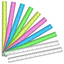 10-Piece Clear Plastic Ruler Set 30cm/12in, Shatter-Resistant Dual-Scale Rulers for Students & School